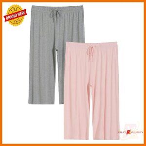 Plus Size Capri Pajama Pants Wide Leg Lounge Sleepwear Soft Viscose